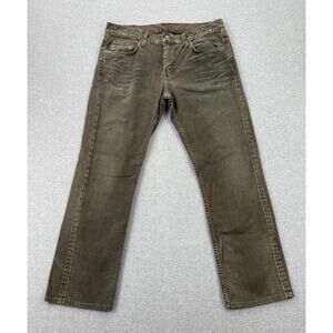 J Brand Kane Slim Straight Jeans Men 36 x 29 Olive Green Distressed 100% Cotton